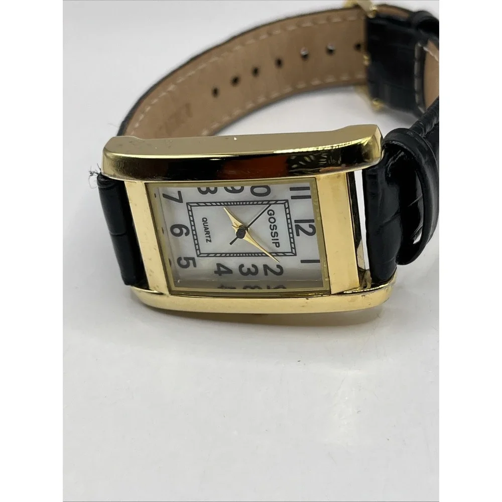 Gossip Women's‎ Watch MOP Dial Black Leather Band GSP173A- New Battery